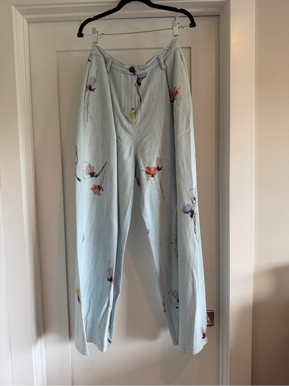 forte_forte IL DENIM Floral Print Wide Leg Jeans Pants Italy